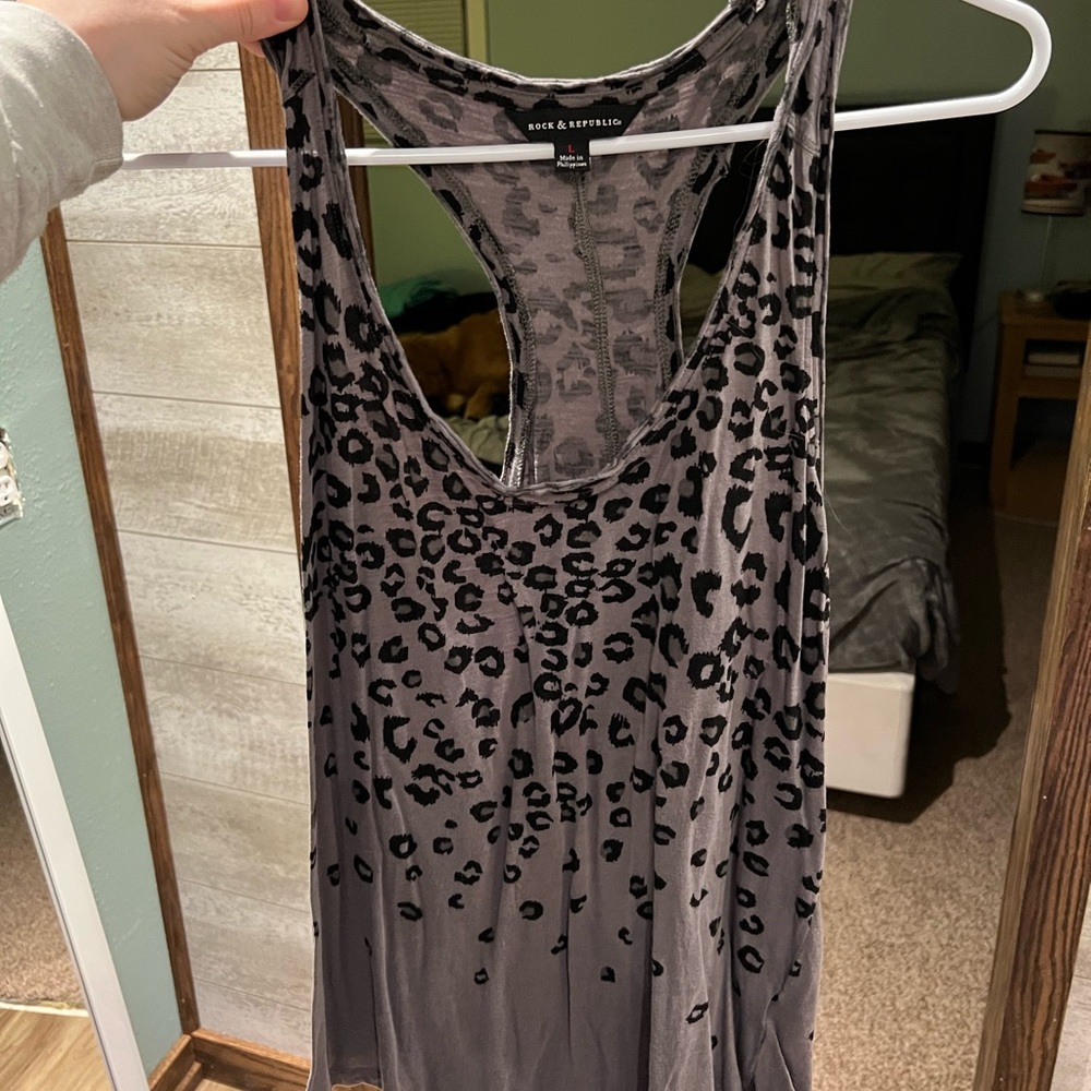2 cheetah style tank tops- size L
